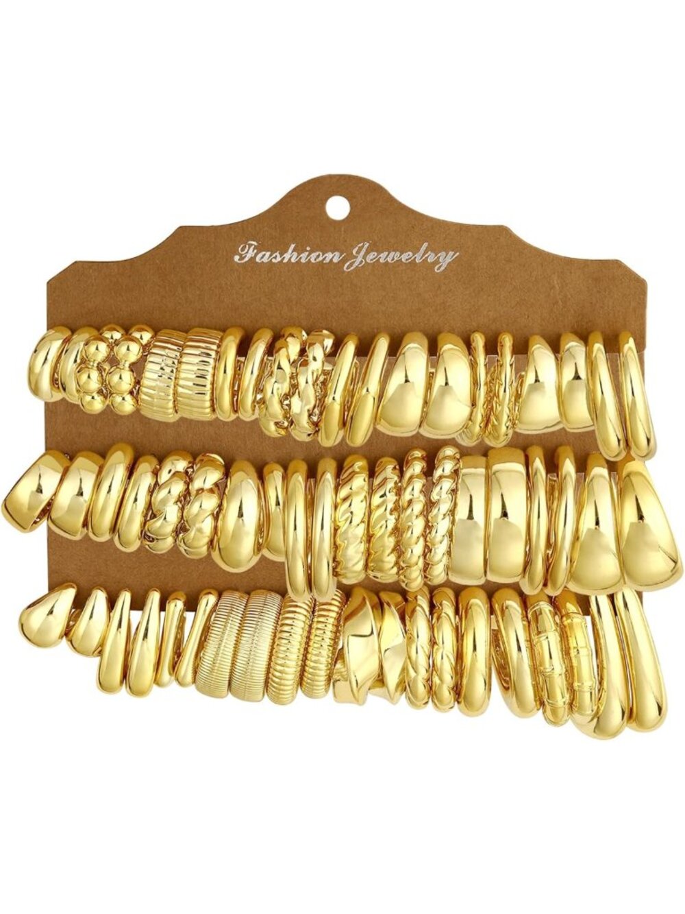 30 Pairs Chunky Gold Hoop Earrings Set - Stylish Jewelry Gift for Women